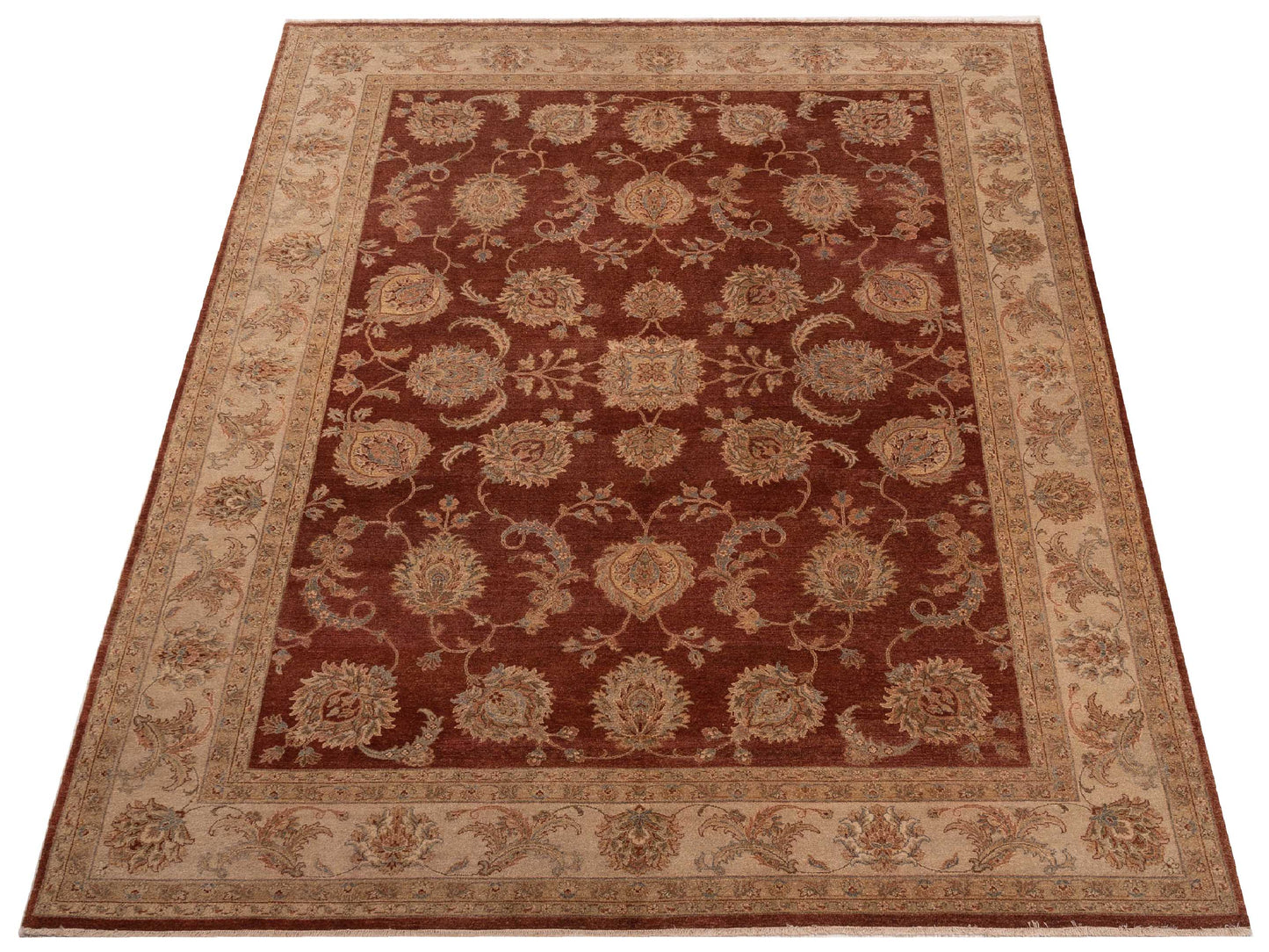 Zardun Rust Ivory 8.11x11.11 Hand Knotted Rug