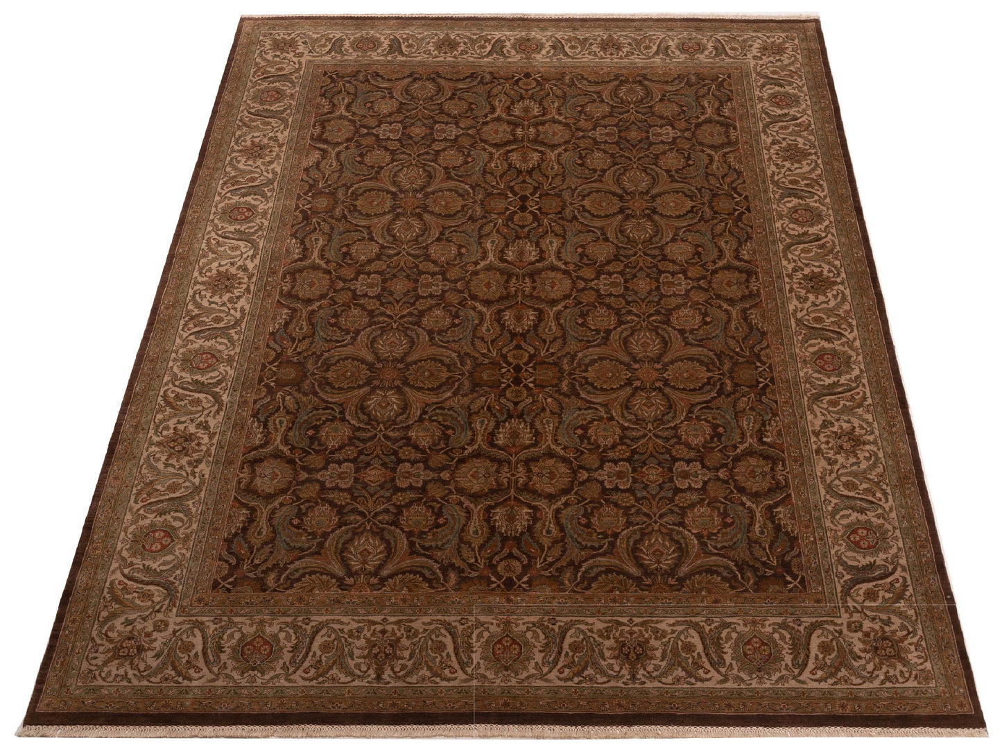 Corvella Brown Ivory 8.9x11.9 Hand Knotted Rug
