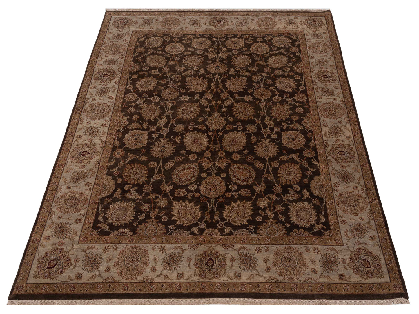 Corvella Brown Ivory 8x10 Hand Knotted Rug