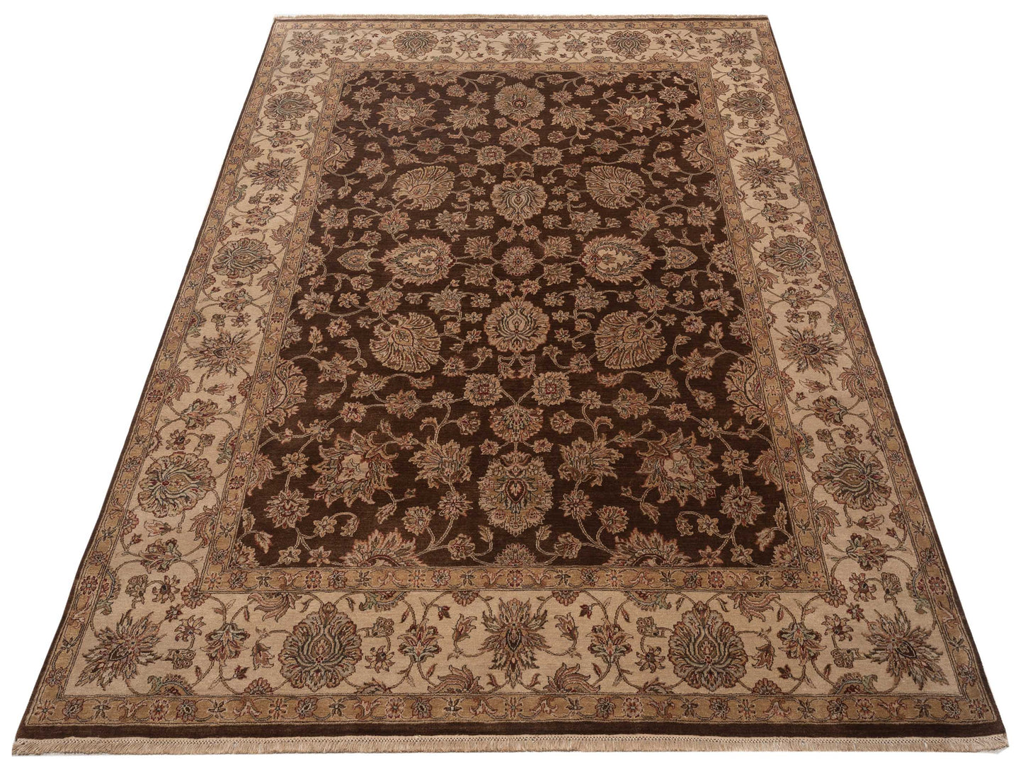 Corvella Brown Ivory 7.10x10 Hand Knotted Rug