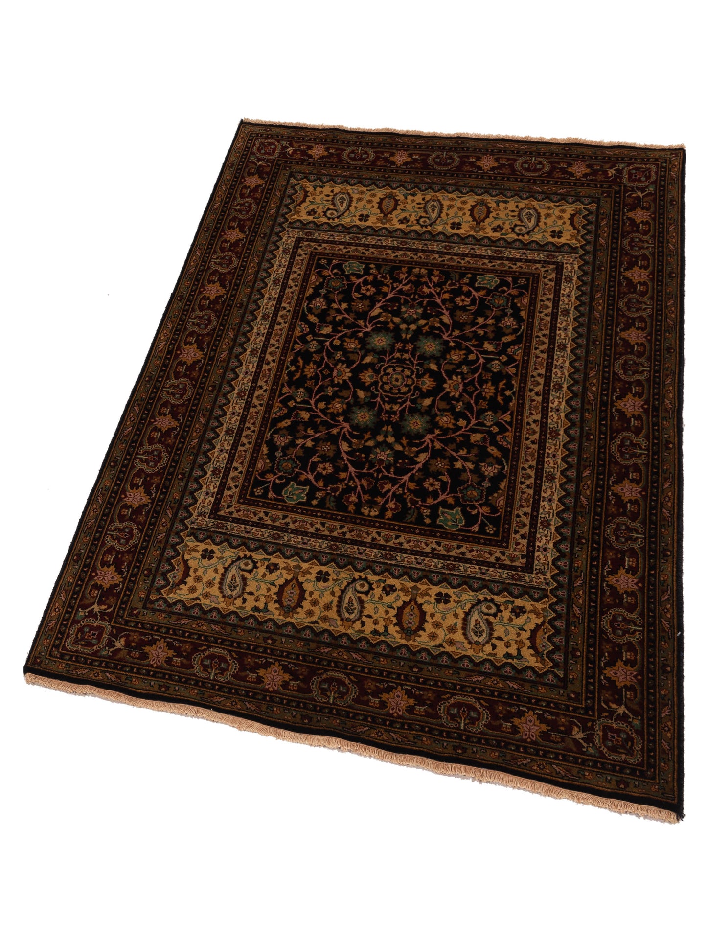 Sansira Black Red 4x6.3 Hand Knotted Rug