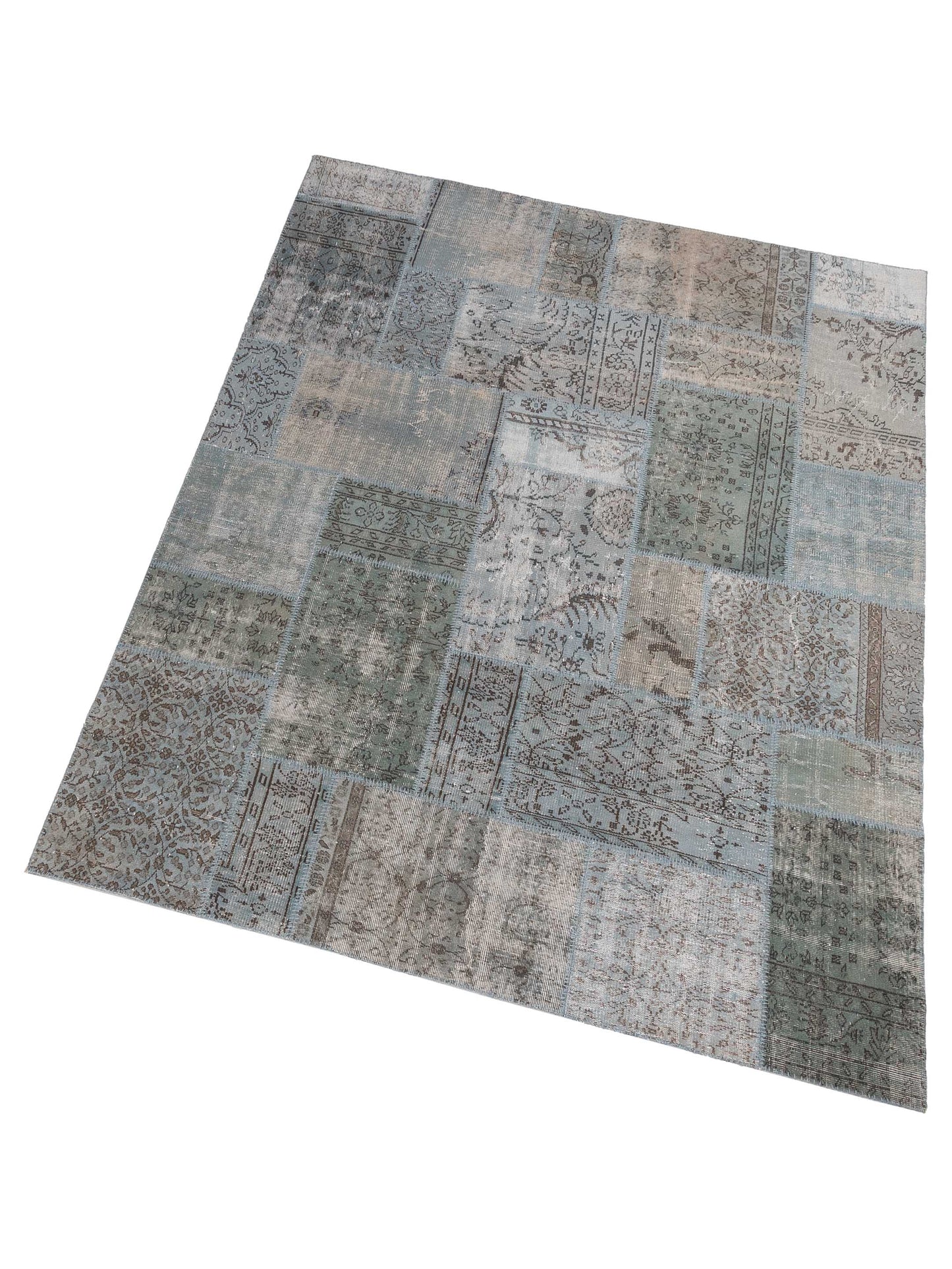Patchwork Blue 8x10 Hand Knotted Rug