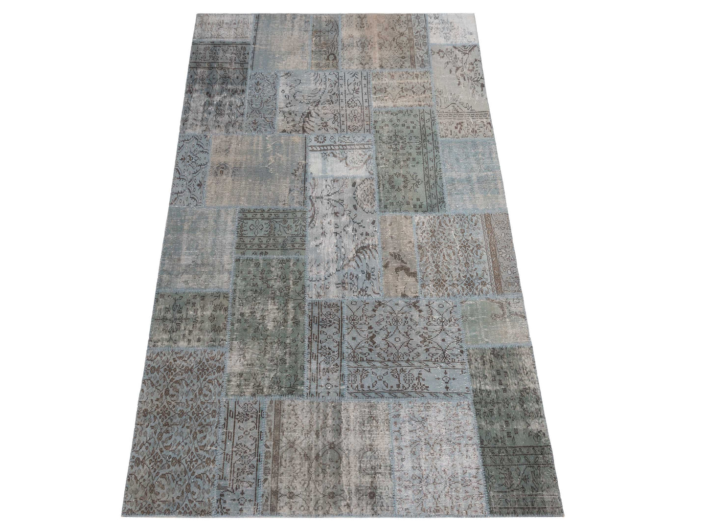 Patchwork Blue 8x10 Hand Knotted Rug