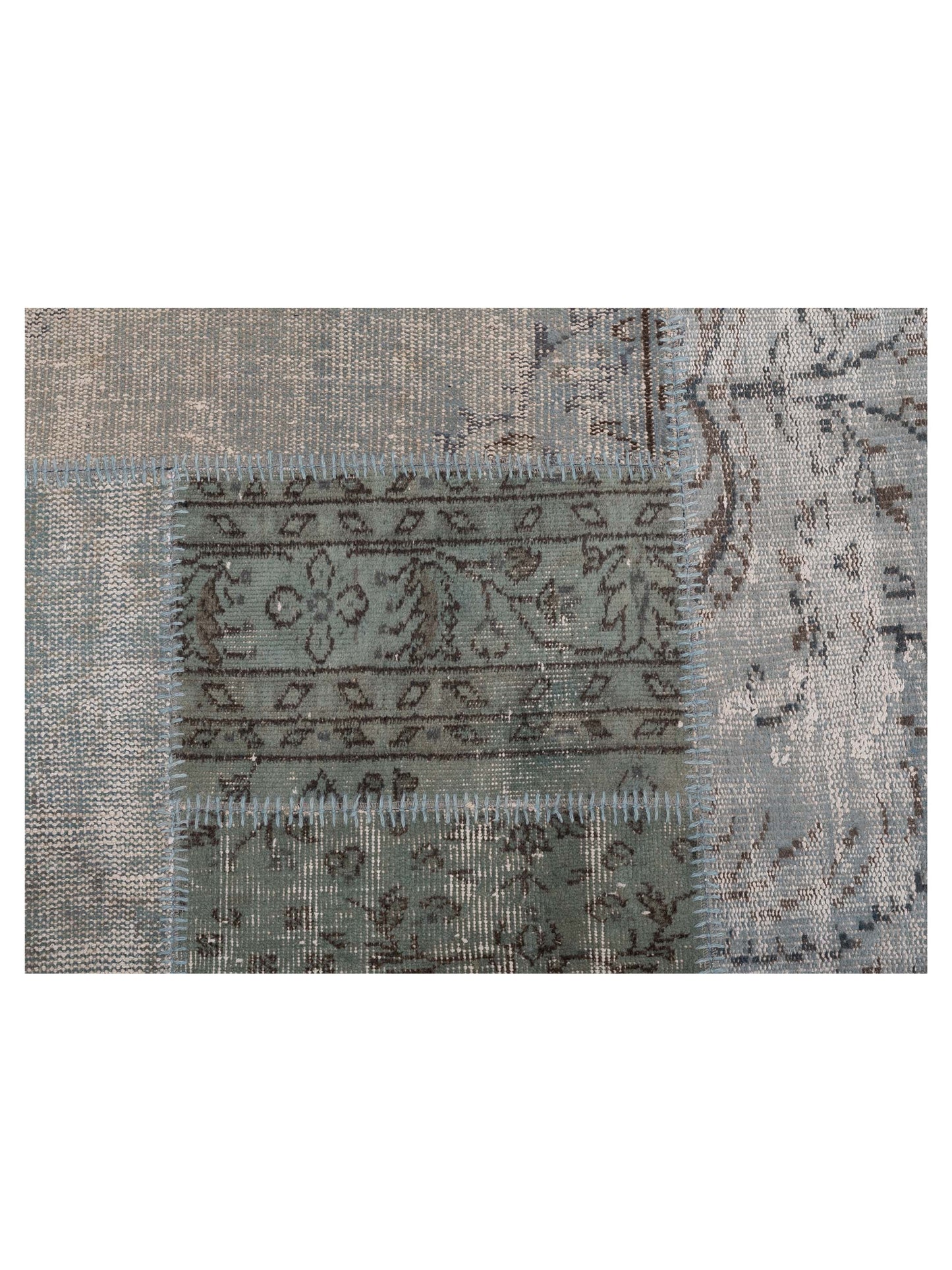 Patchwork Blue 8x10 Hand Knotted Rug