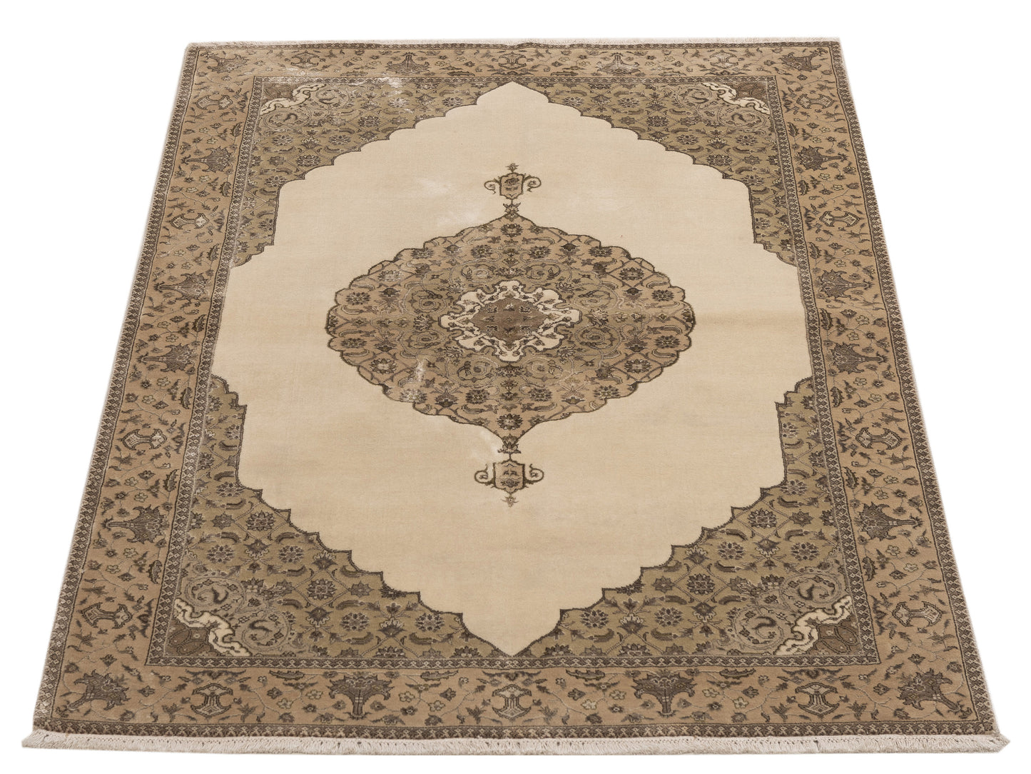 Javira Ivory Beige 4.1x6.4 Hand Knotted Rug