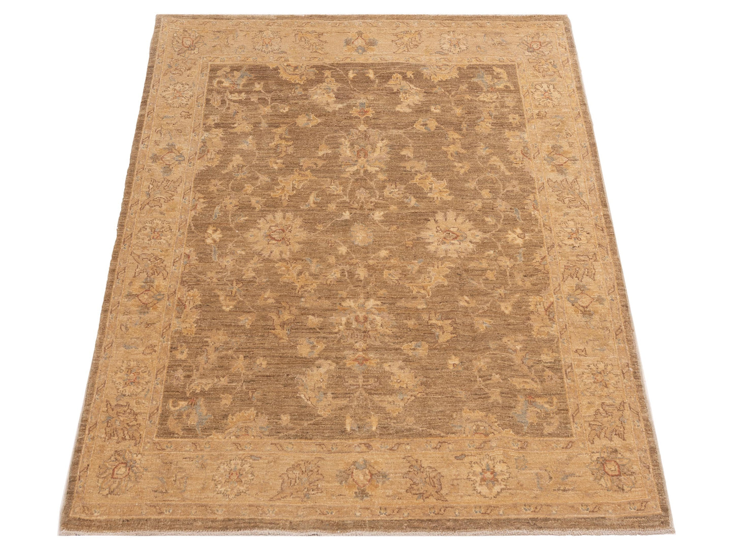 Sabira Green Beige 4.9x6.5 Hand Knotted Rug