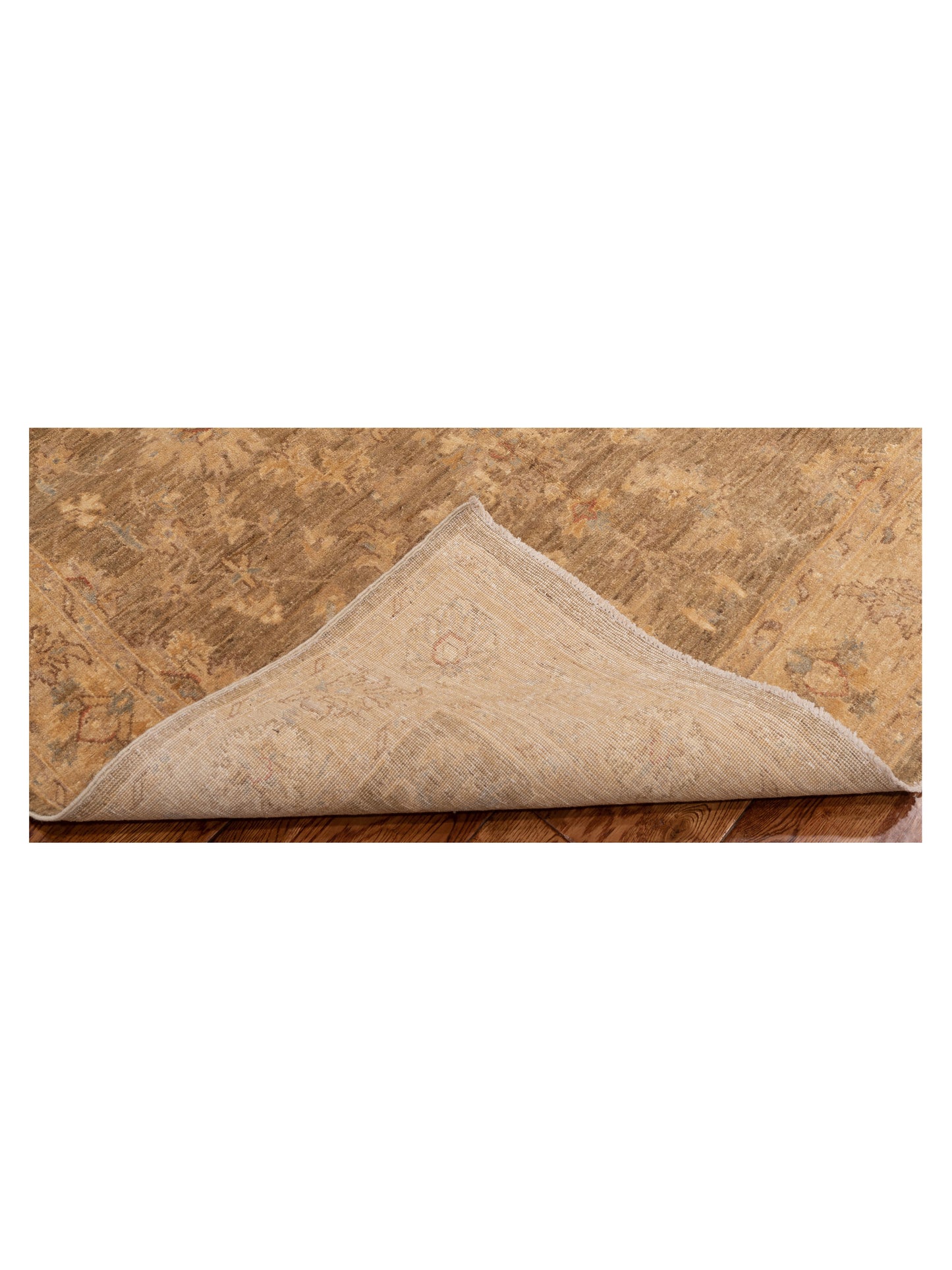 Sabira Green Beige 4.9x6.5 Hand Knotted Rug