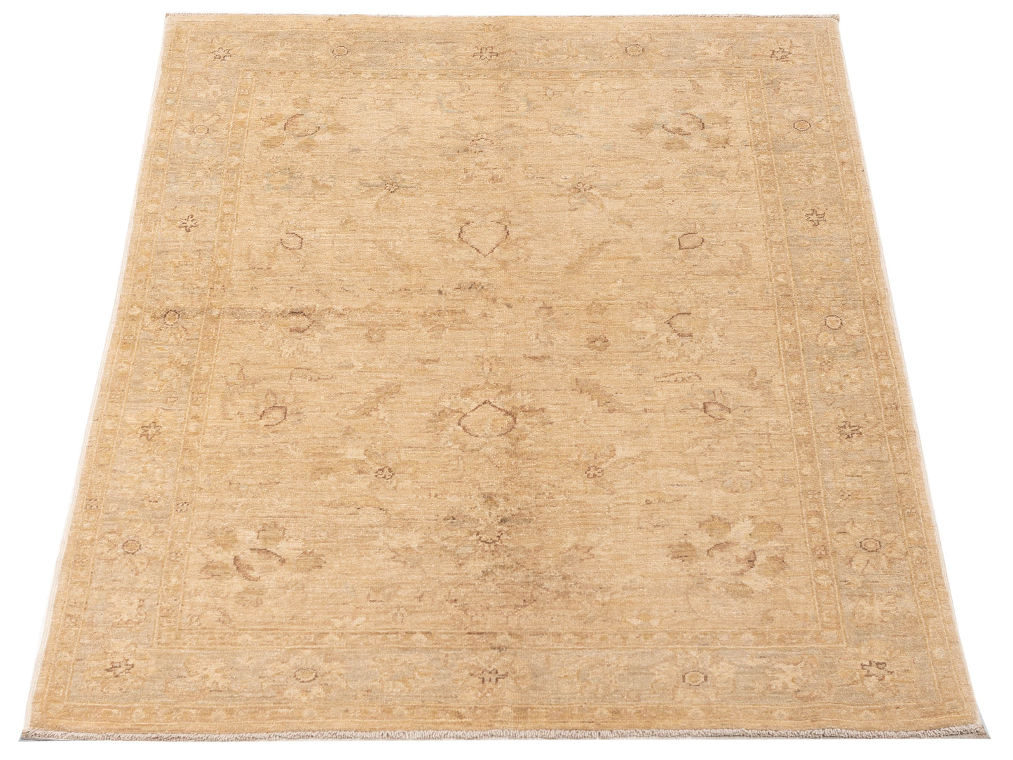 Sabira Beige Silver 3.11x5.9 Hand Knotted Rug