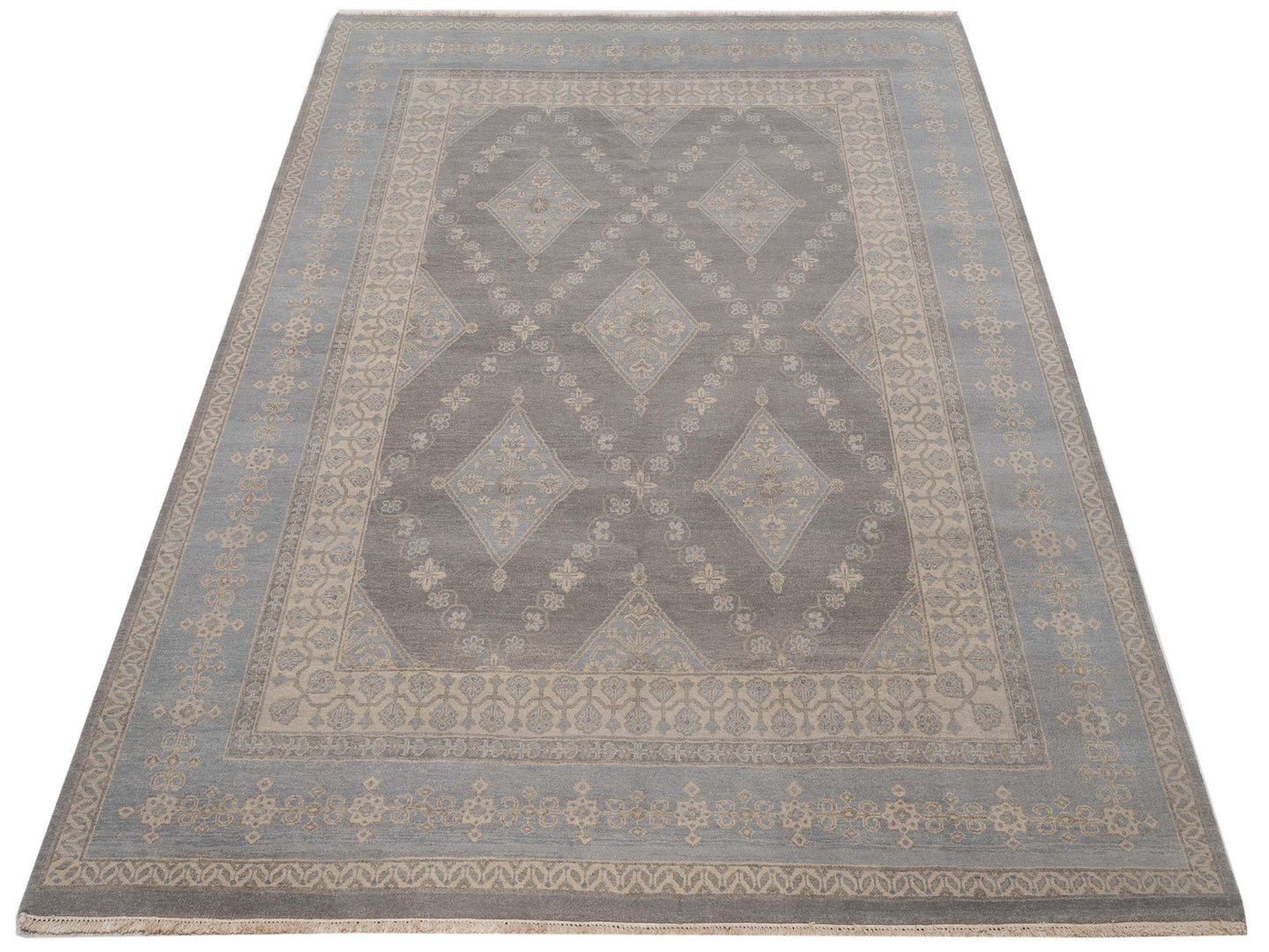 Rosetta Gray 8.1x10.1 Hand Knotted Rug