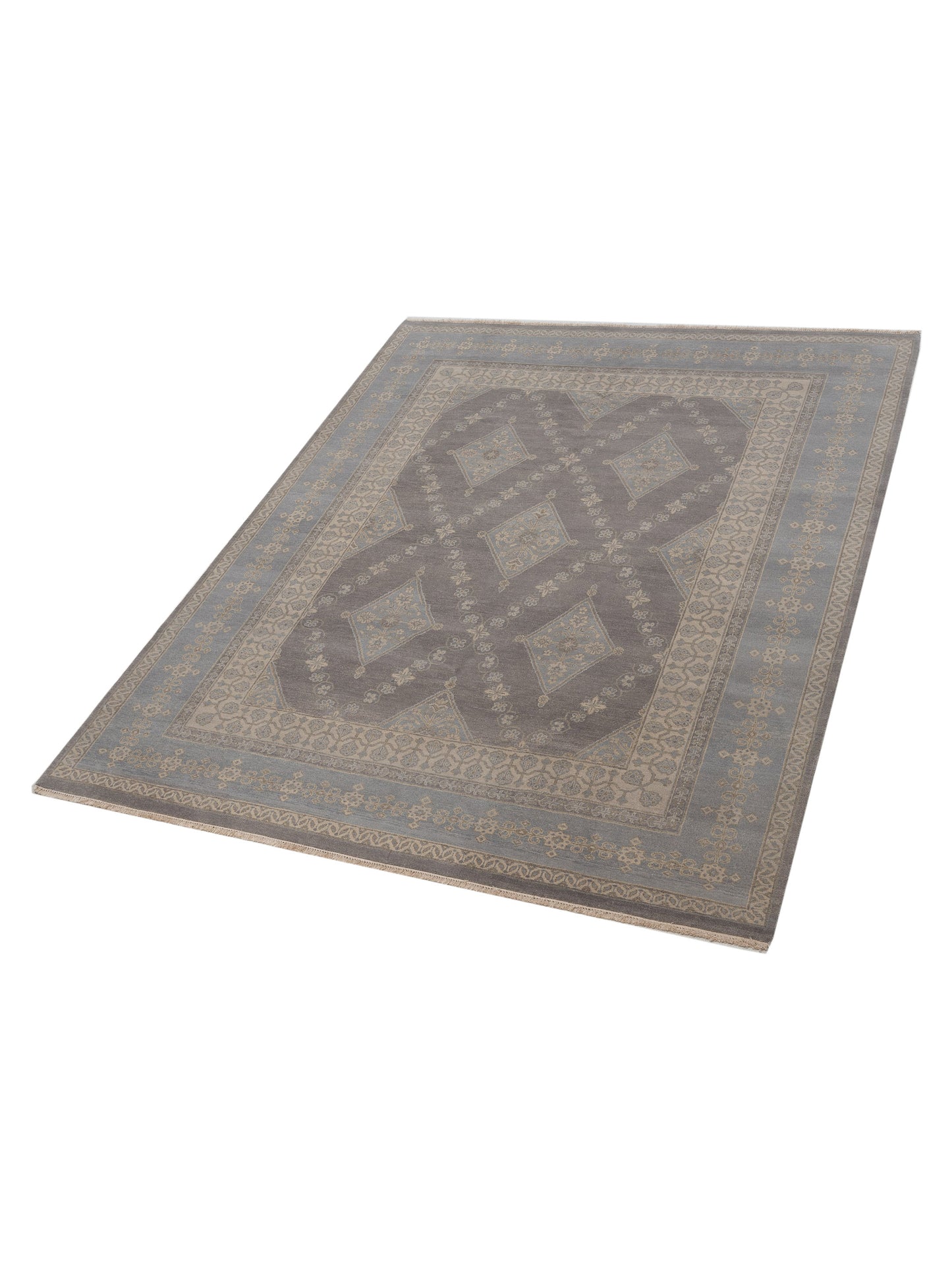 Rosetta Gray 8.1x10.1 Hand Knotted Rug