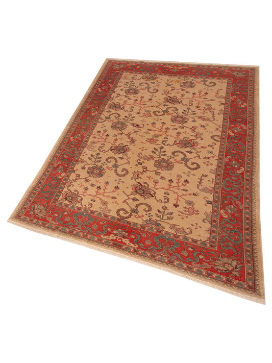 Antiqua Loom Ivory Rust 6.8x9.7 Hand Knotted Rug