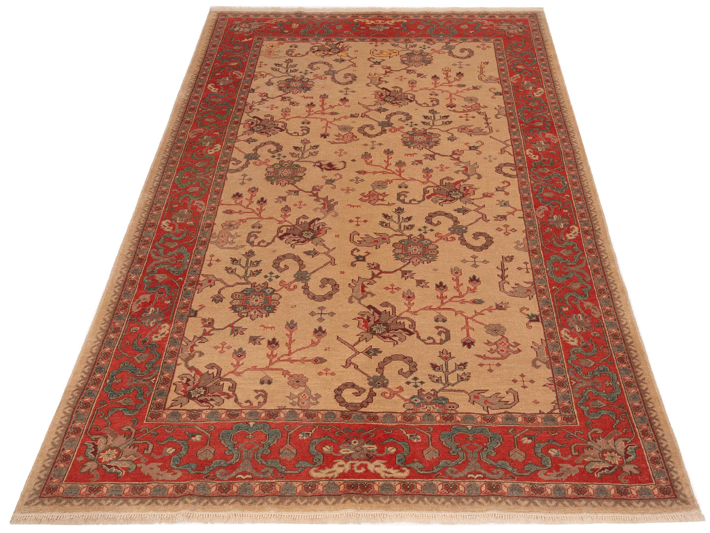 Antiqua Loom Ivory Rust 6.8x9.7 Hand Knotted Rug