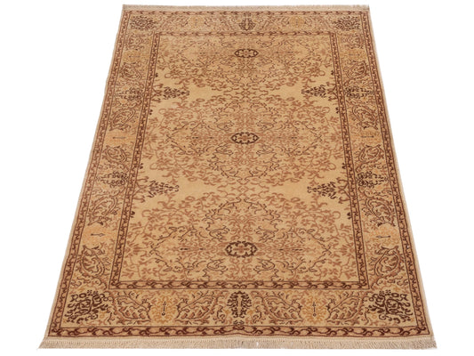 Antiqua Loom Beige Beige 4.1x6 Hand Knotted Rug