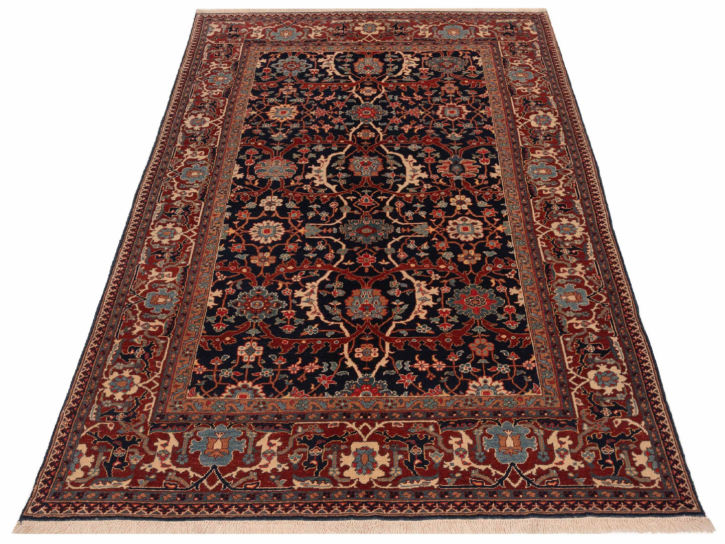 Antiqua Loom Navy Red 6.8x10 Hand Knotted Rug