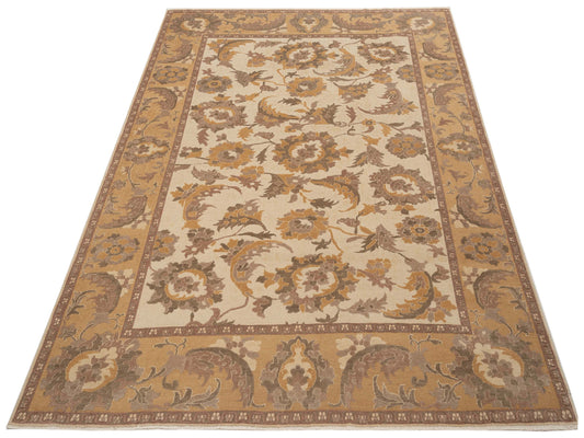 Antiqua Loom Ivory Gold 8.2x9.11 Hand Knotted Rug