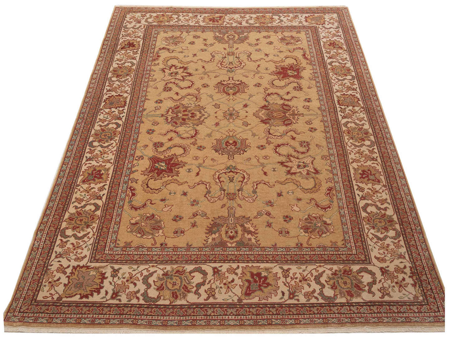 Antiqua Loom Gold Ivory 8.3x10.3 Hand Knotted Rug