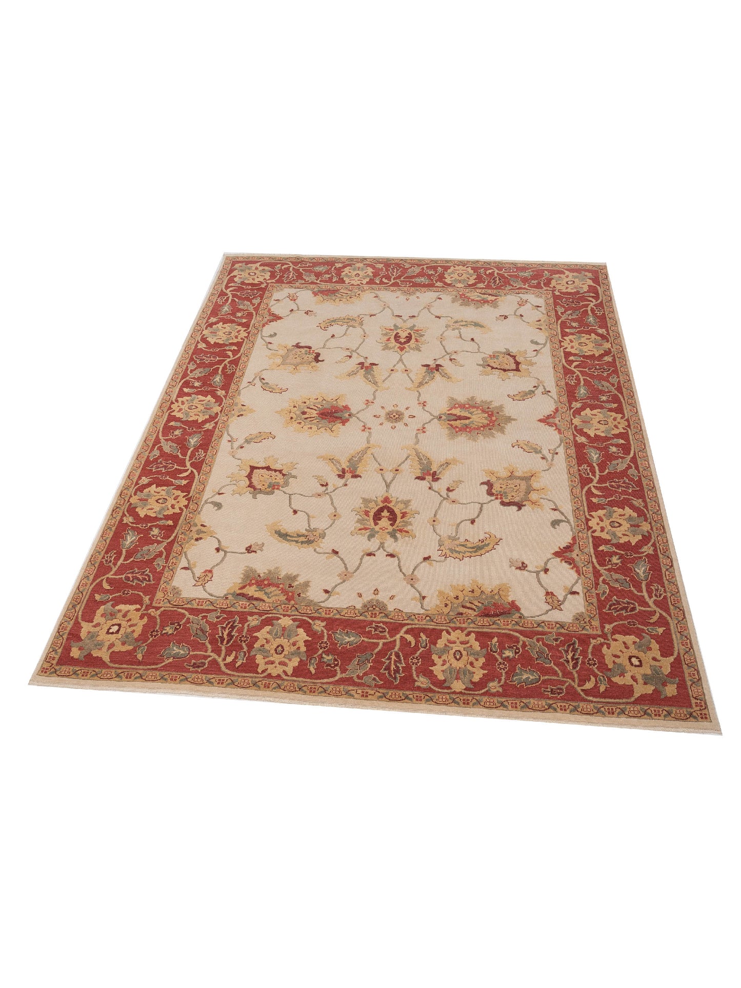 Antiqua Loom Ivory Rust 9.2x12 Hand Knotted Rug