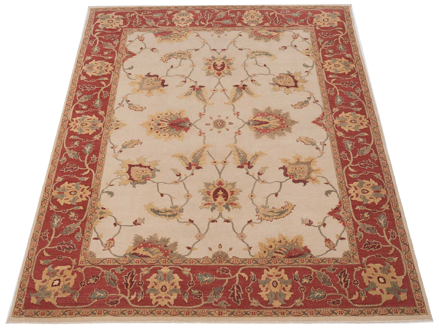 Antiqua Loom Ivory Rust 9.2x12 Hand Knotted Rug