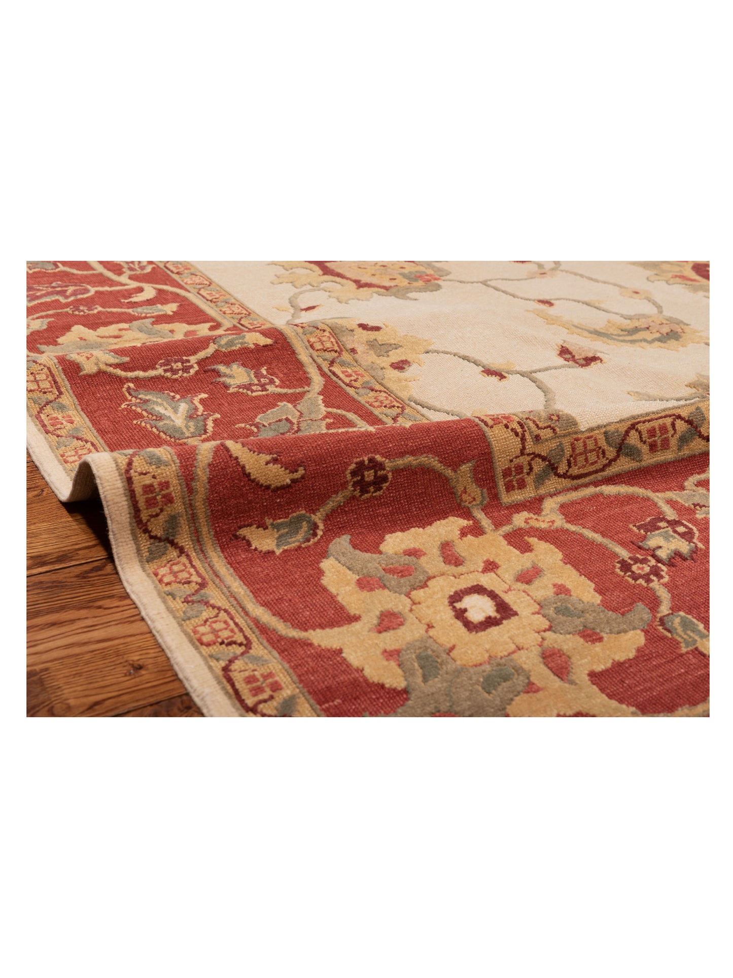 Antiqua Loom Ivory Rust 9.2x12 Hand Knotted Rug