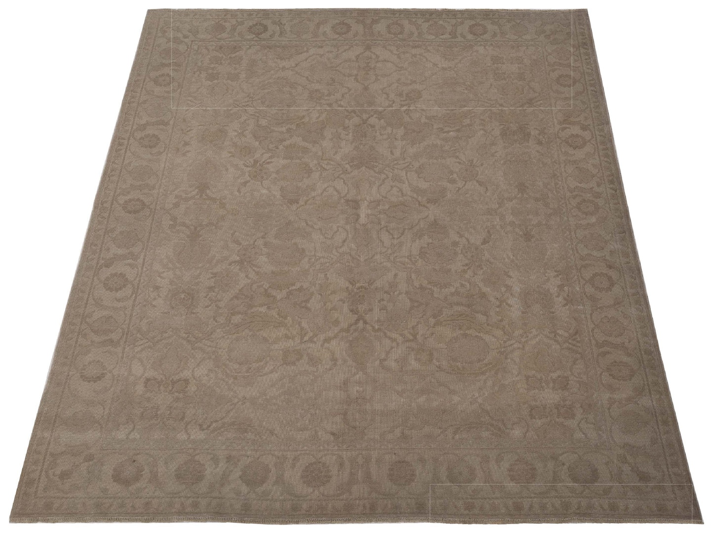 Vintage Beige 7.11x9.1 Hand Knotted Rug