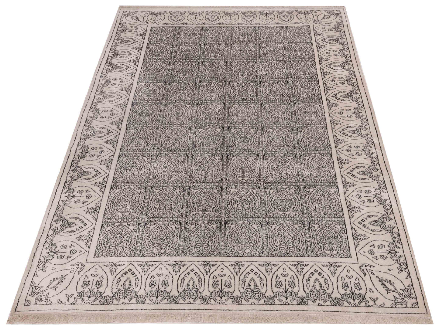 Tenzari Ivory Ivory 5.11x8.9 Hand Knotted Rug