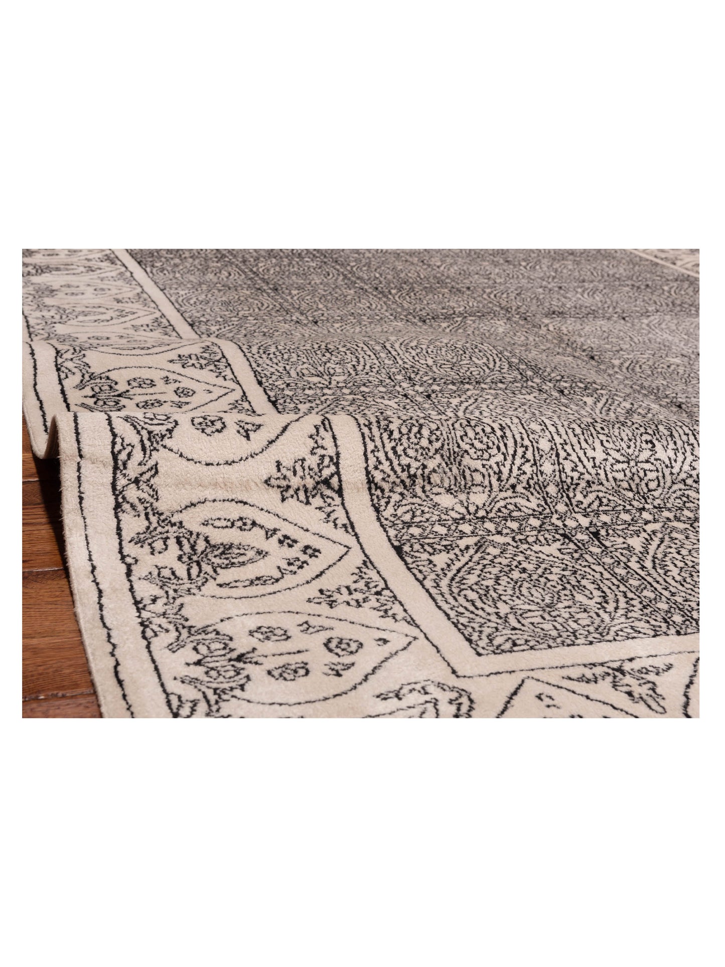 Tenzari Ivory Ivory 5.11x8.9 Hand Knotted Rug