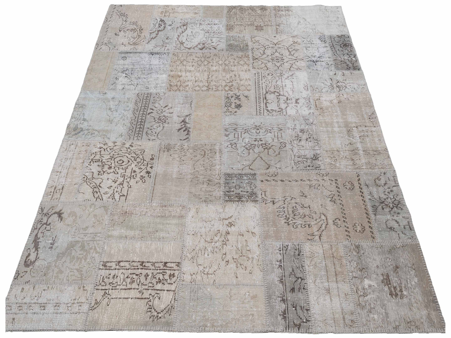 Patchwork Silver 8.3x9.10 Hand Knotted Rug