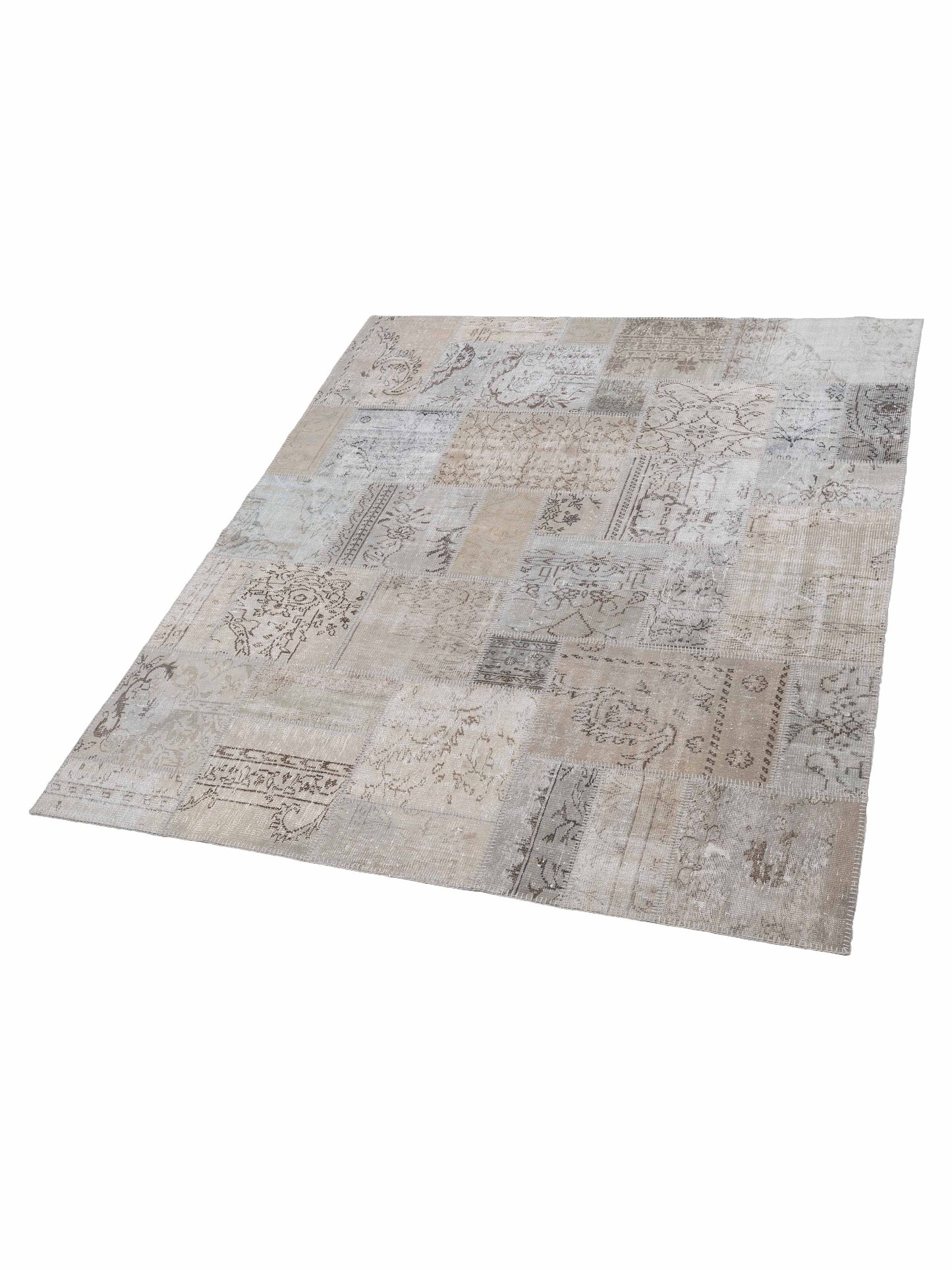 Patchwork Silver 8.3x9.10 Hand Knotted Rug