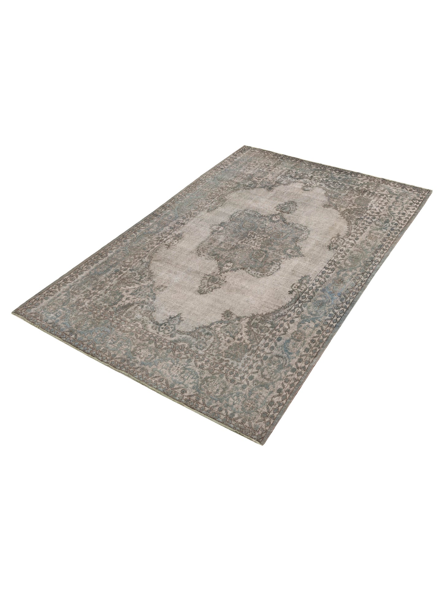 Vintage Gray Gray 6.11x10.4 Hand Knotted Rug