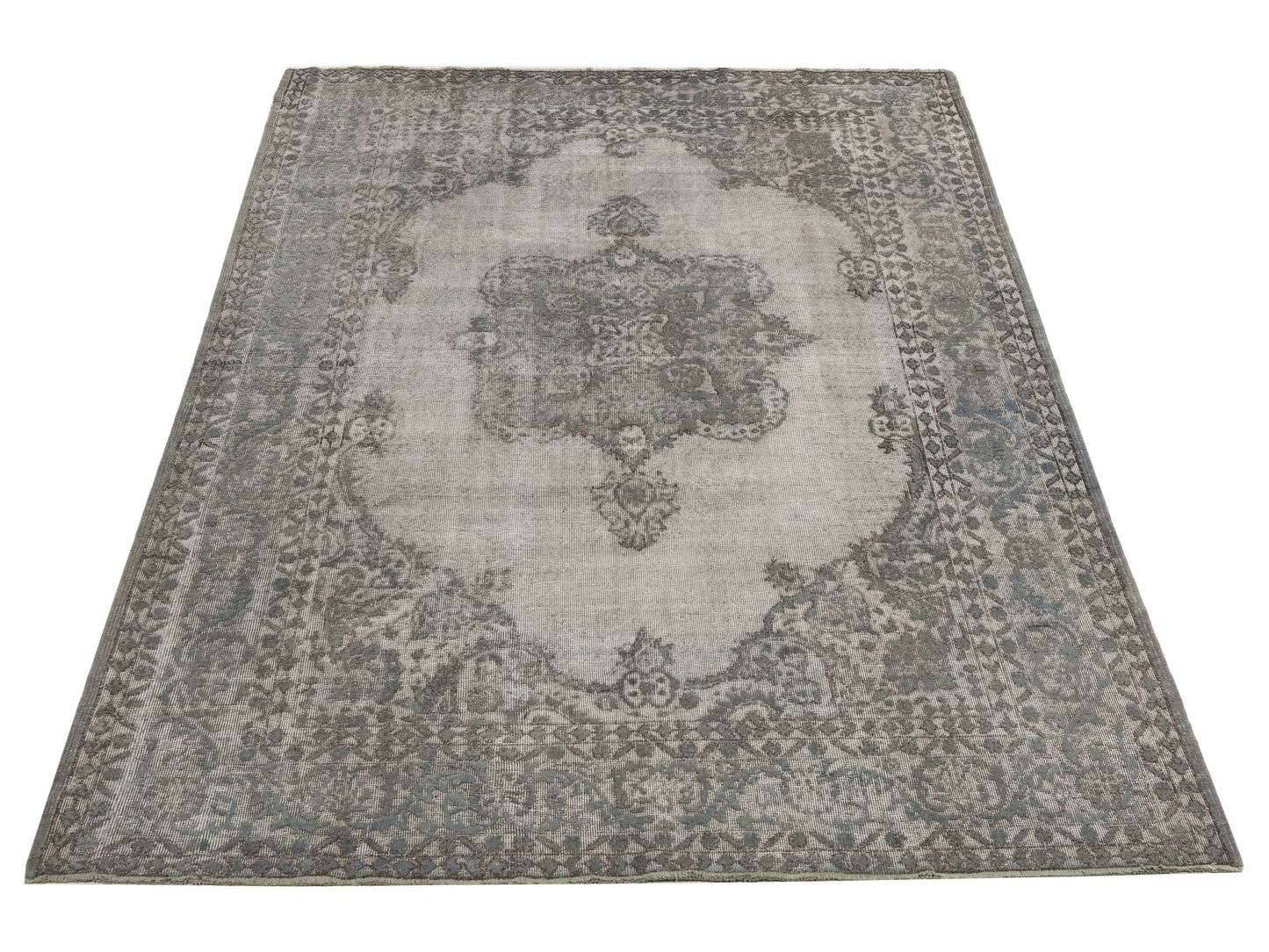 Vintage Gray Gray 6.11x10.4 Hand Knotted Rug