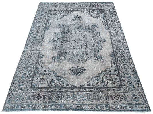 Vintage Light Blue 7.10x11 Hand Knotted Rug