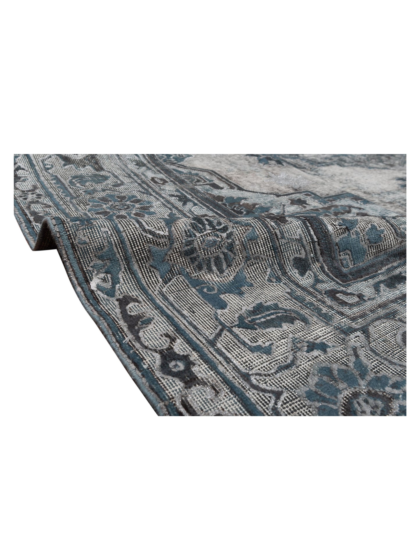 Vintage Light Blue 7.10x11 Hand Knotted Rug