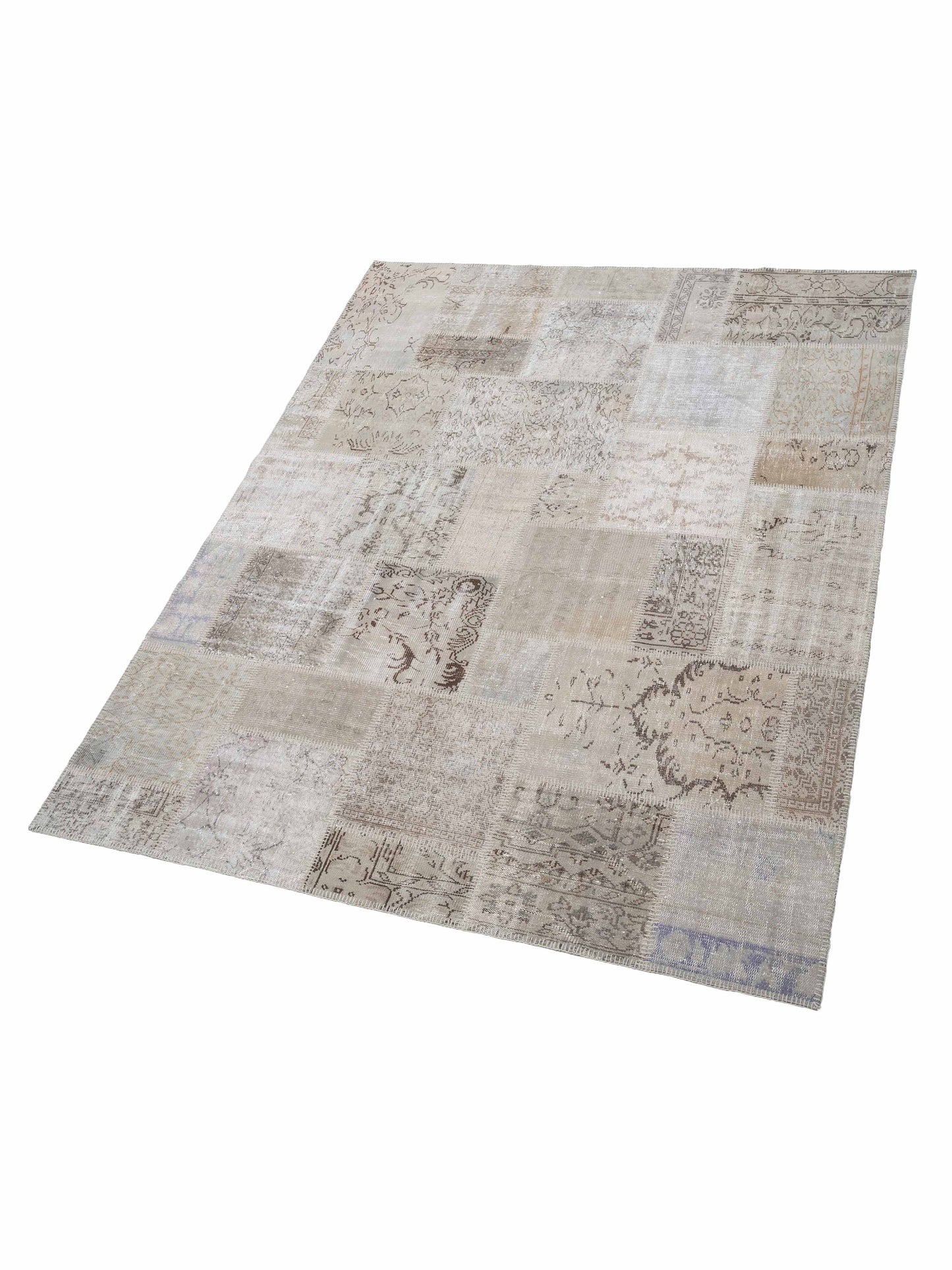 Patchwork Silver 8x9.10 Hand Knotted Rug