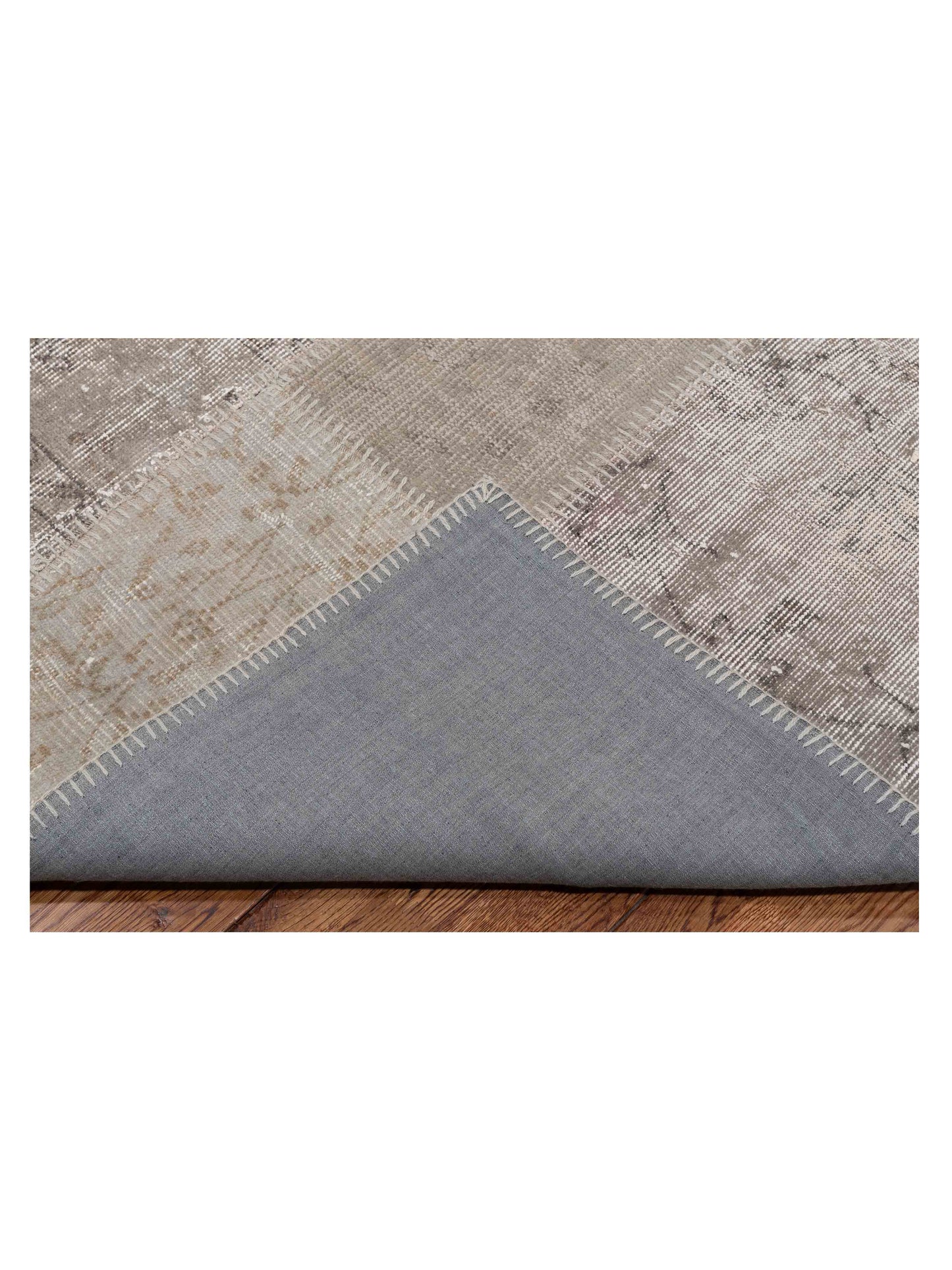 Patchwork Silver 8x9.10 Hand Knotted Rug
