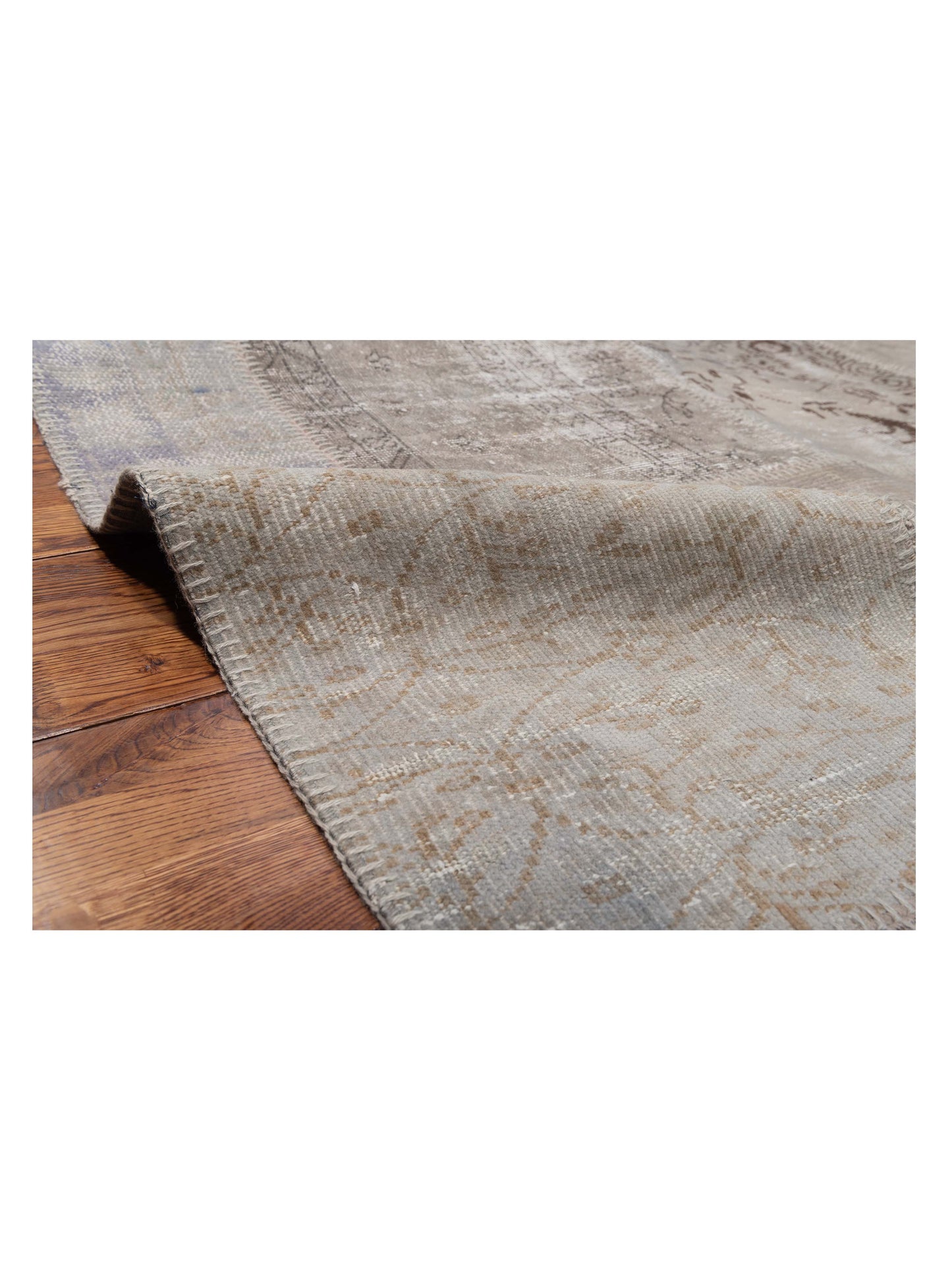 Patchwork Silver 8x9.10 Hand Knotted Rug