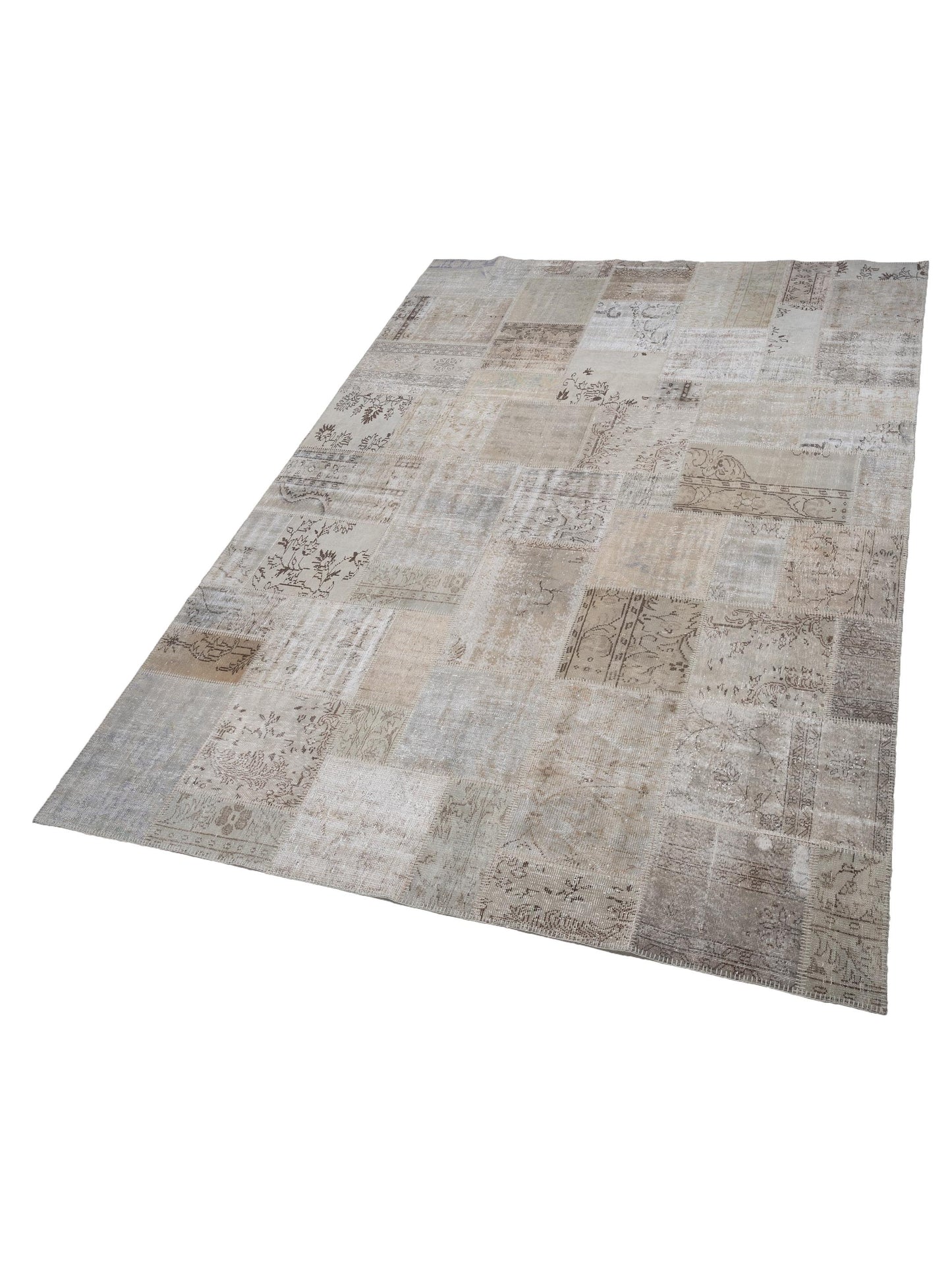 Patchwork Silver 9.10x13.11 Hand Knotted Rug