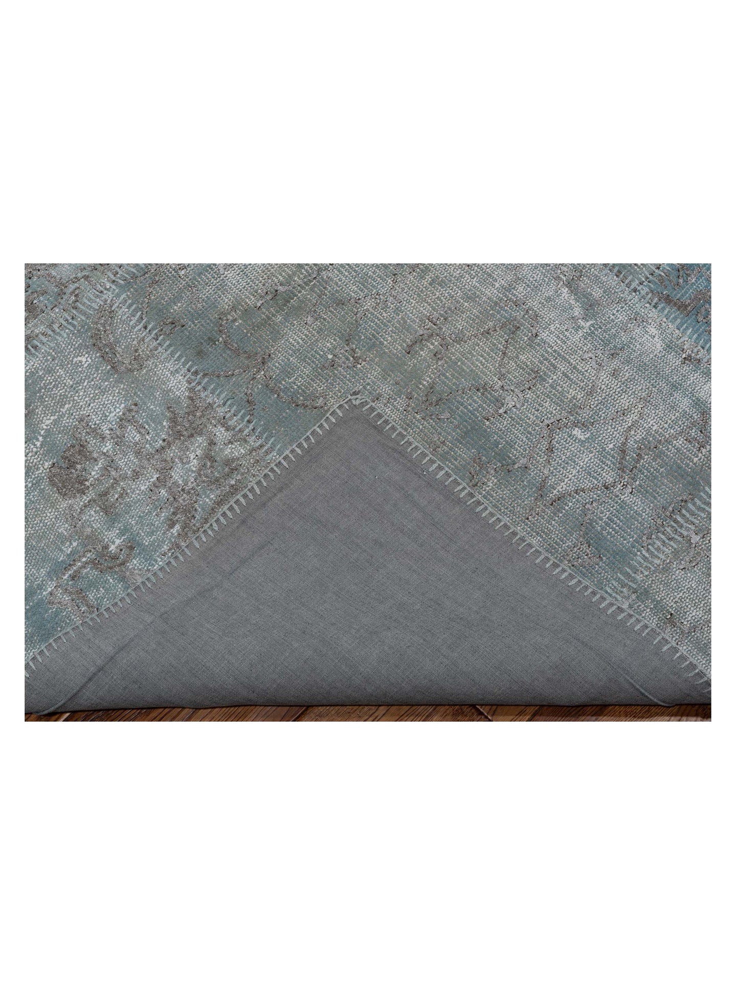 Patchwork Light Blue 8x9.10 Hand Knotted Rug