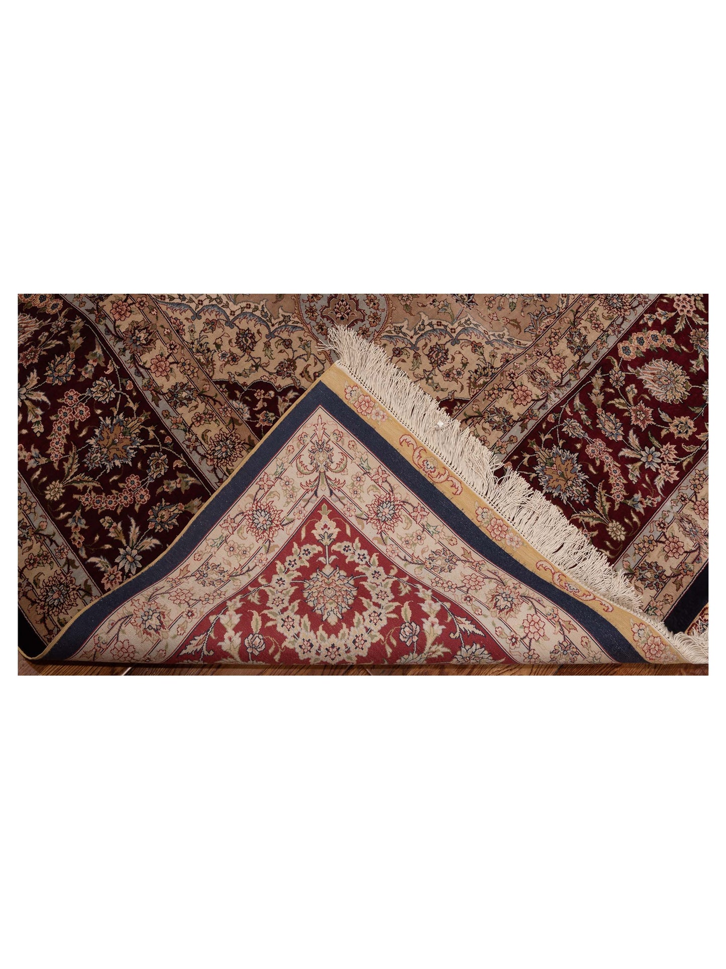 Pure Silk Navy Red 8.1x10 Hand Knotted Rug