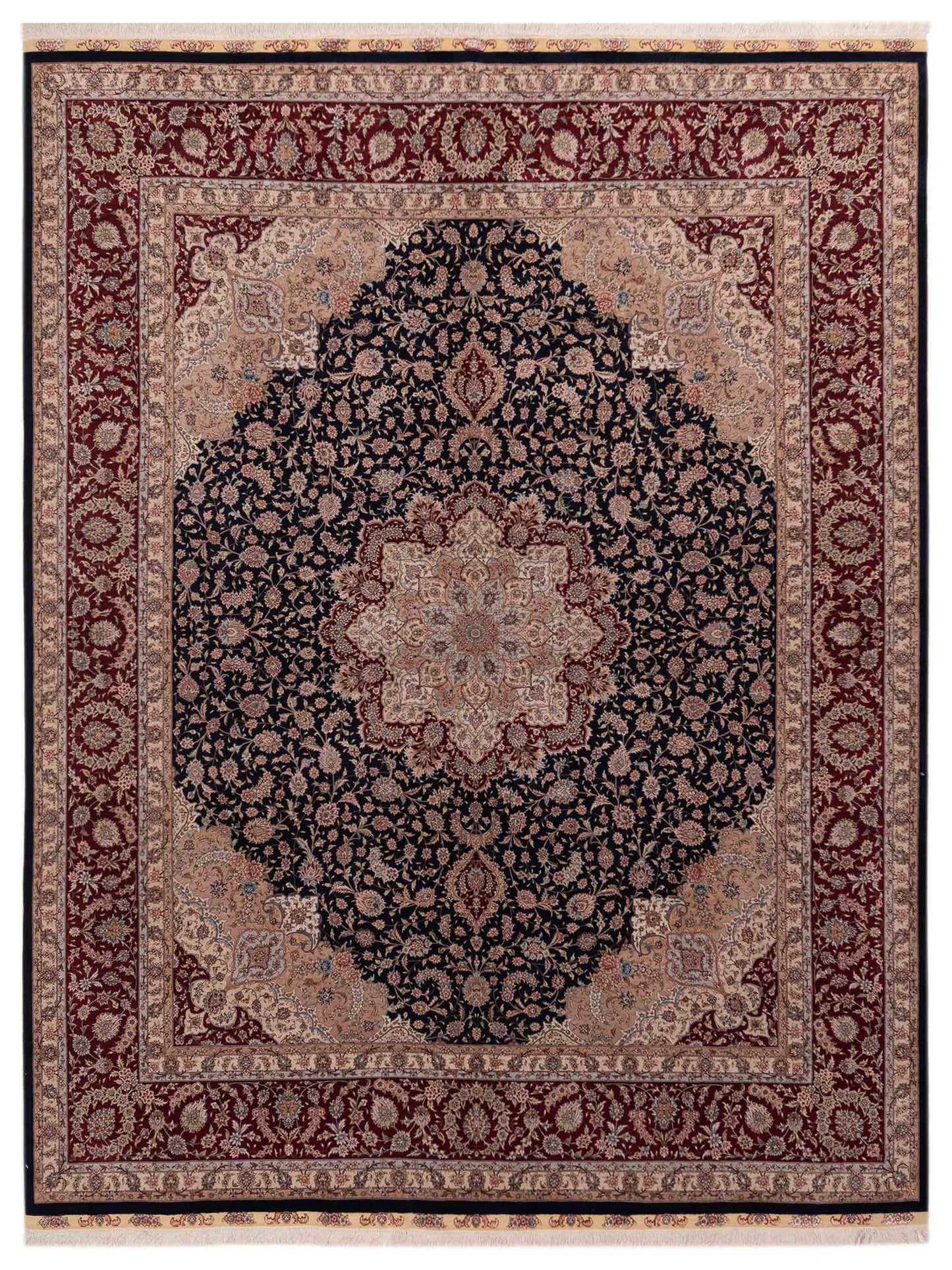 Pasha Pure Silk  Navy Red Traditional