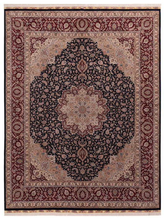 Pasha Pure Silk  Navy Red Traditional