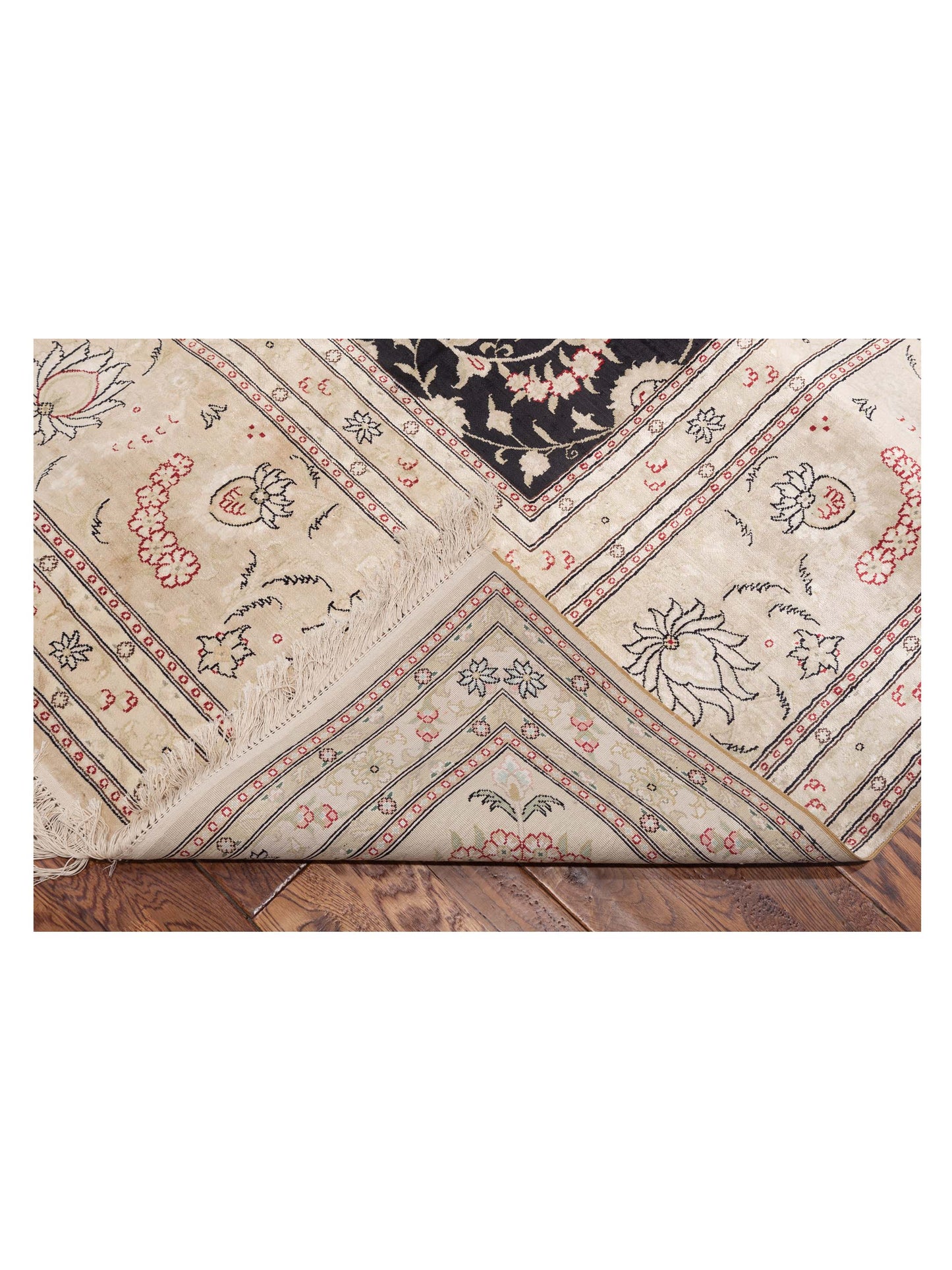 Pure Silk Black Ivory 9.1x12 Hand Knotted Rug