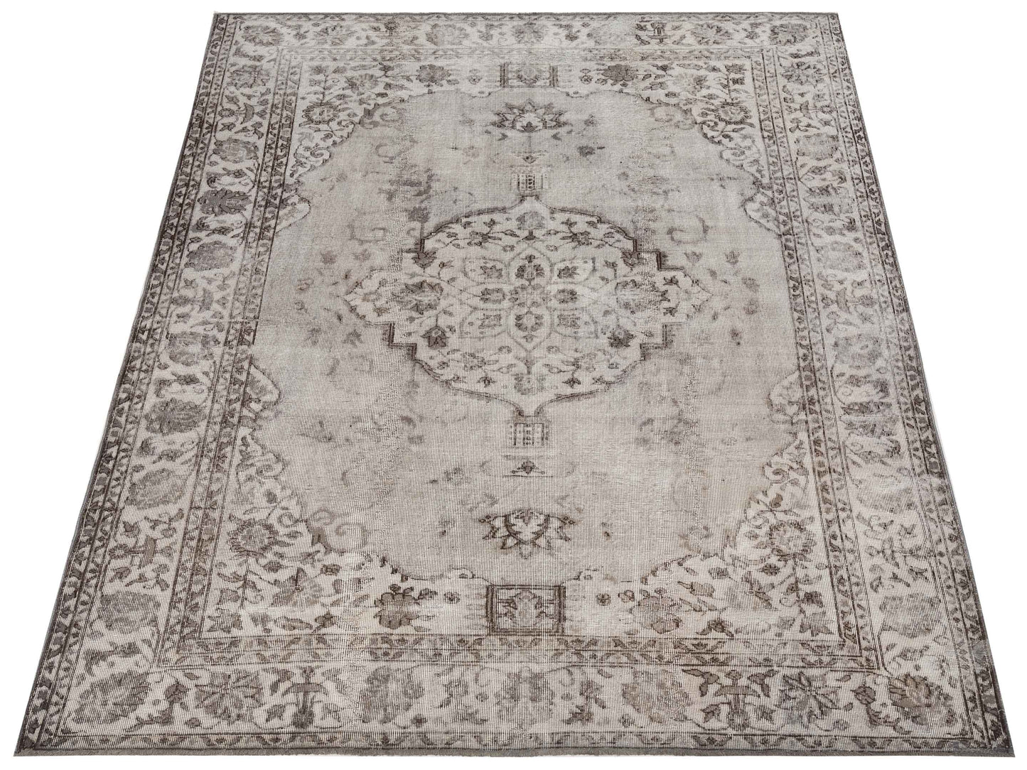 Vintage Silver 8x10.8 Hand Knotted Rug