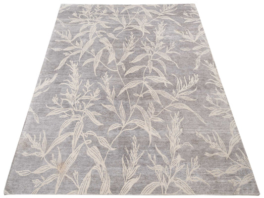 Tenzari Silver 8x10 Hand Knotted Rug