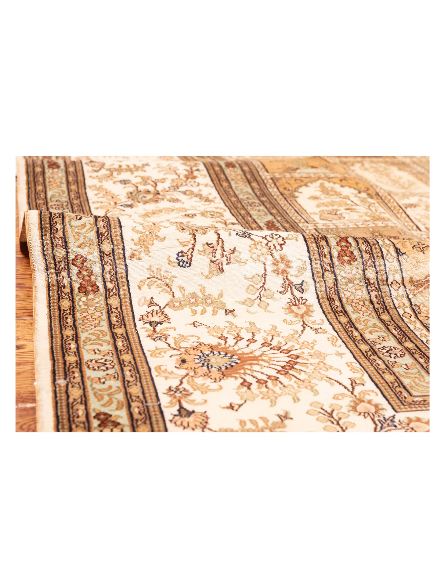 Pure Silk Ivory Ivory 9.1x11.7 Hand Knotted Rug