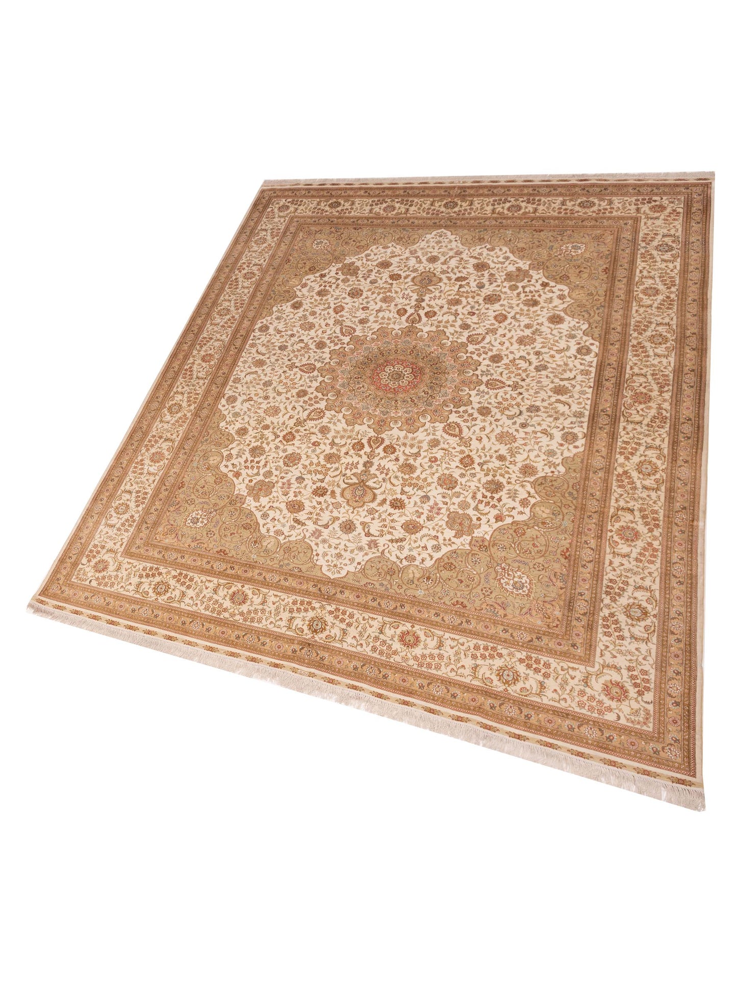 Pure Silk Ivory Ivory 9.1x11.10 Hand Knotted Rug