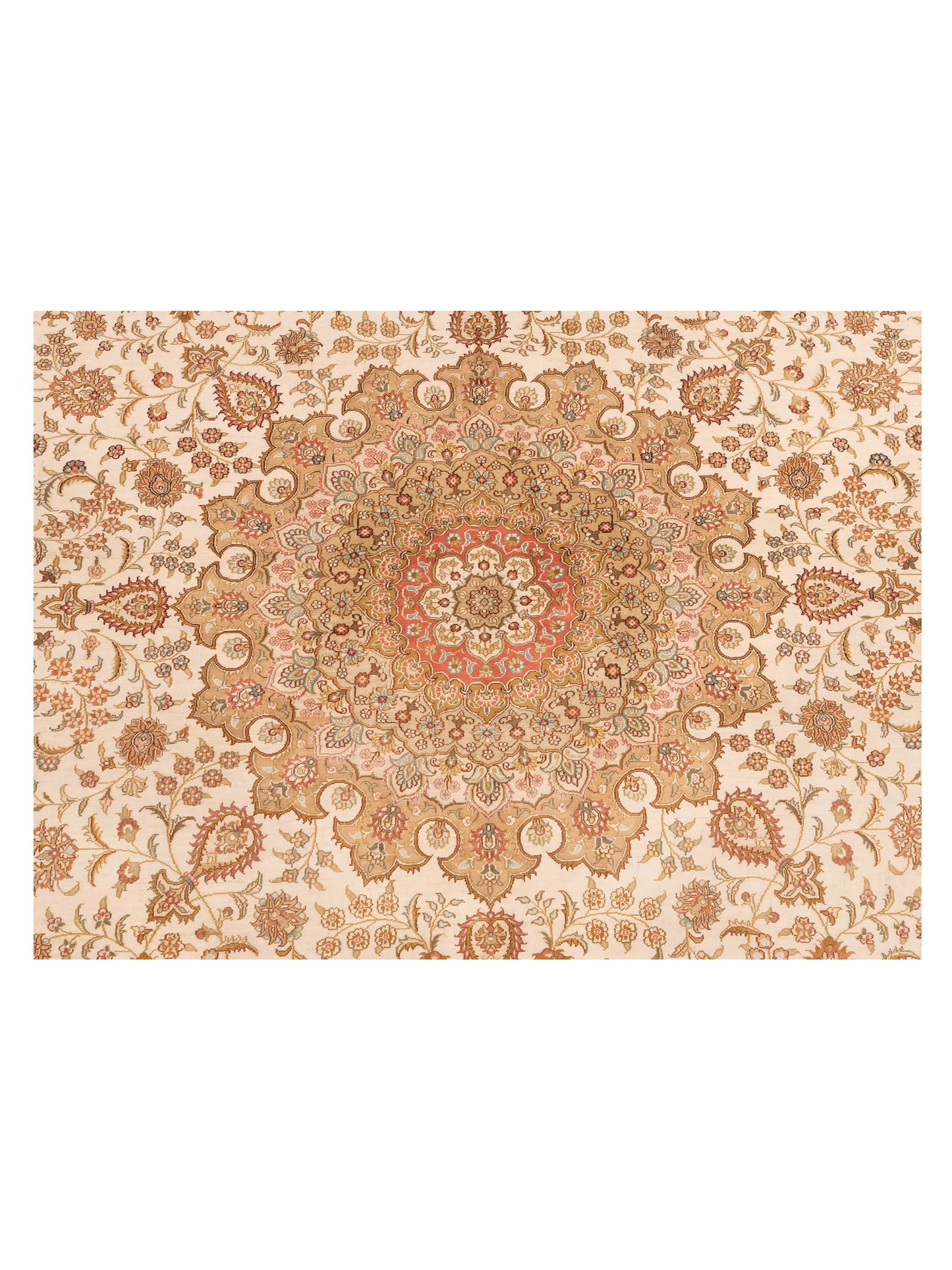 Pure Silk Ivory Ivory 9.1x11.10 Hand Knotted Rug