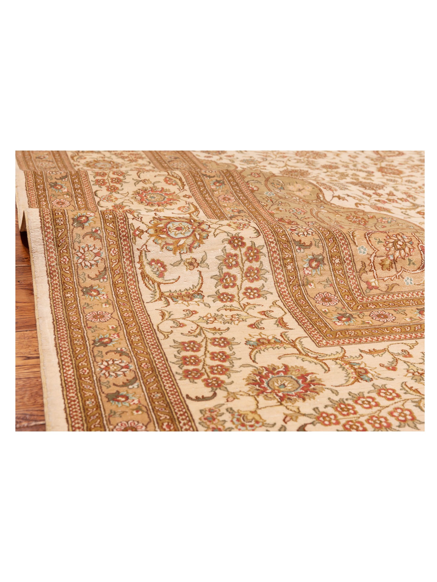 Pure Silk Ivory Ivory 9.1x11.10 Hand Knotted Rug