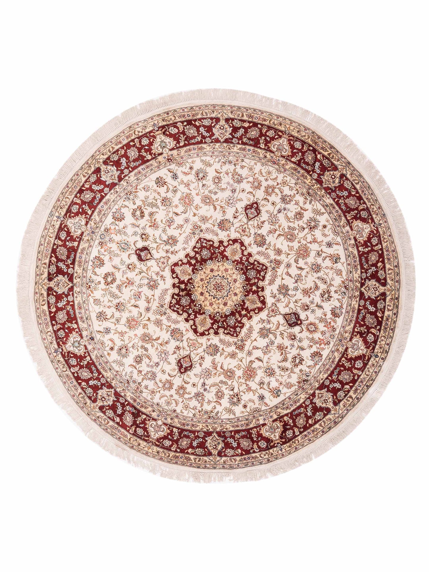 Pasha Pure Silk  Ivory Red Traditional