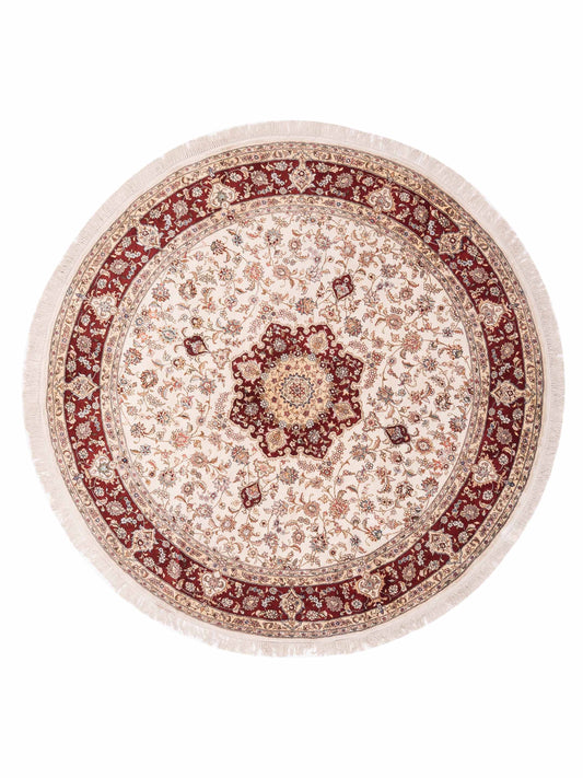 Pasha Pure Silk  Ivory Red Traditional
