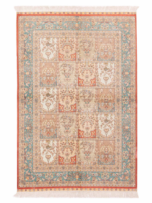 Pasha Pure Silk  Beige Blue Traditional